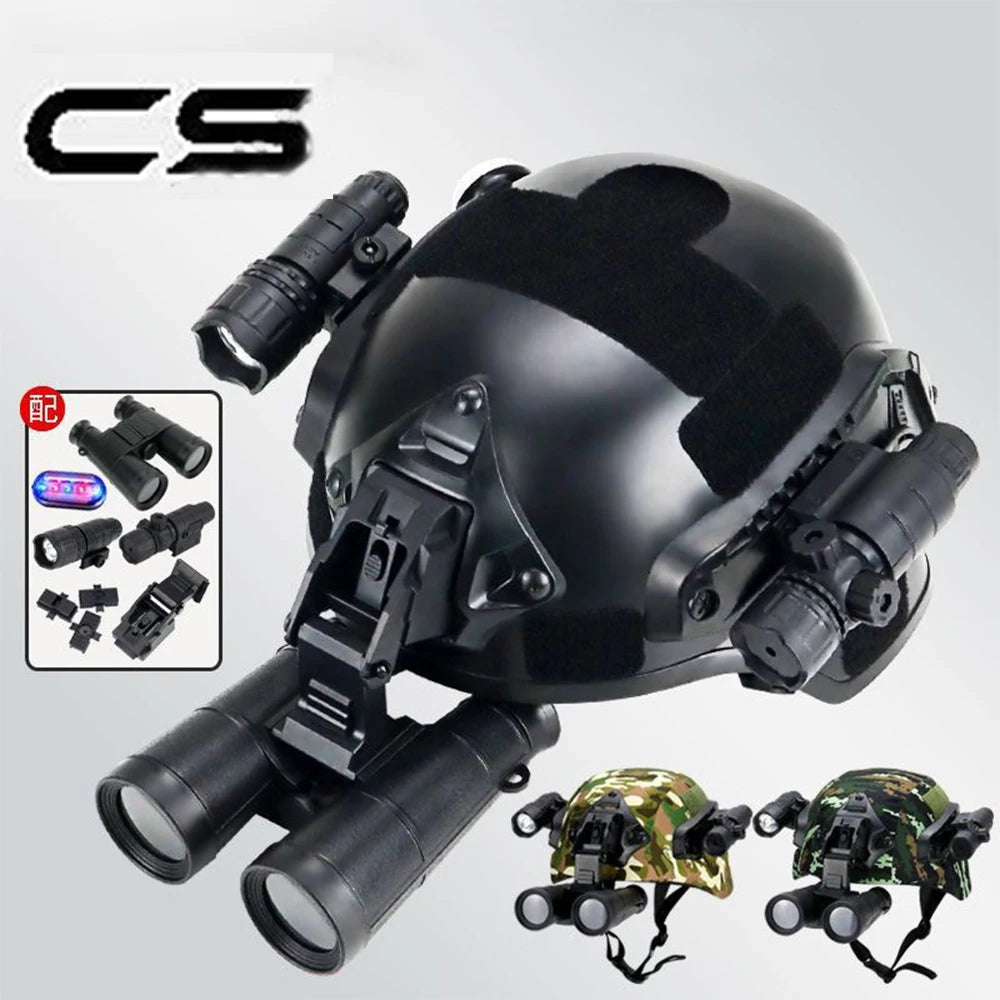 Tactical Children's Helmet Set With Binocular Night Vision Model Flashlights Flash Lamp Bracket for Paintball Shooting Cosplay