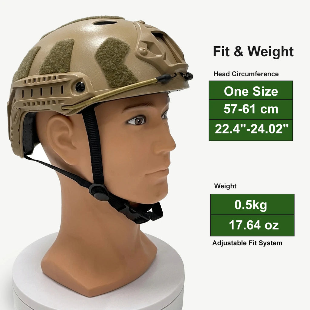 Tactical Helmet FAST Style ABS Shell with SF Hook and Loop Panels PJ MH Options for Airsoft Paintball