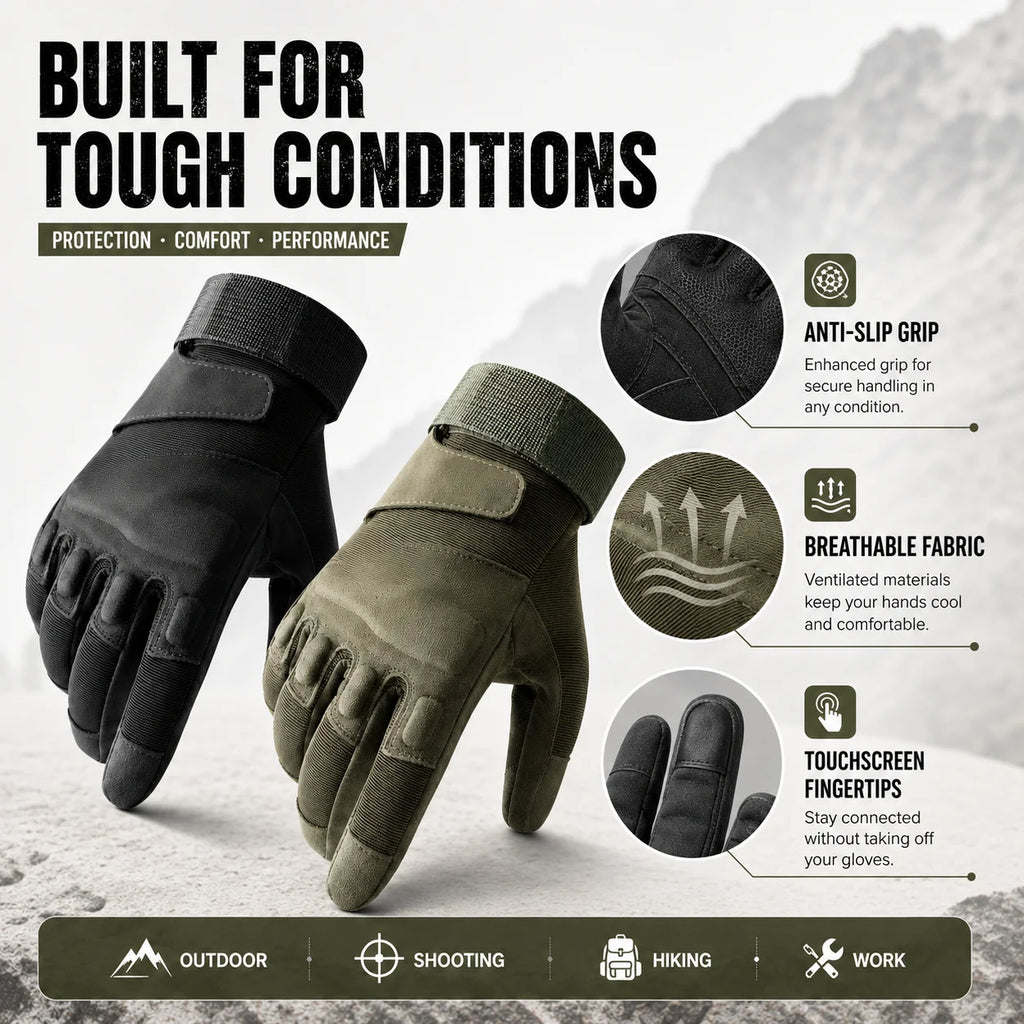 Tactical Gloves Touchscreen Anti-Slip Breathable Military Outdoor Work Motorcycle Hiking Riding Full Finger Protective Gloves
