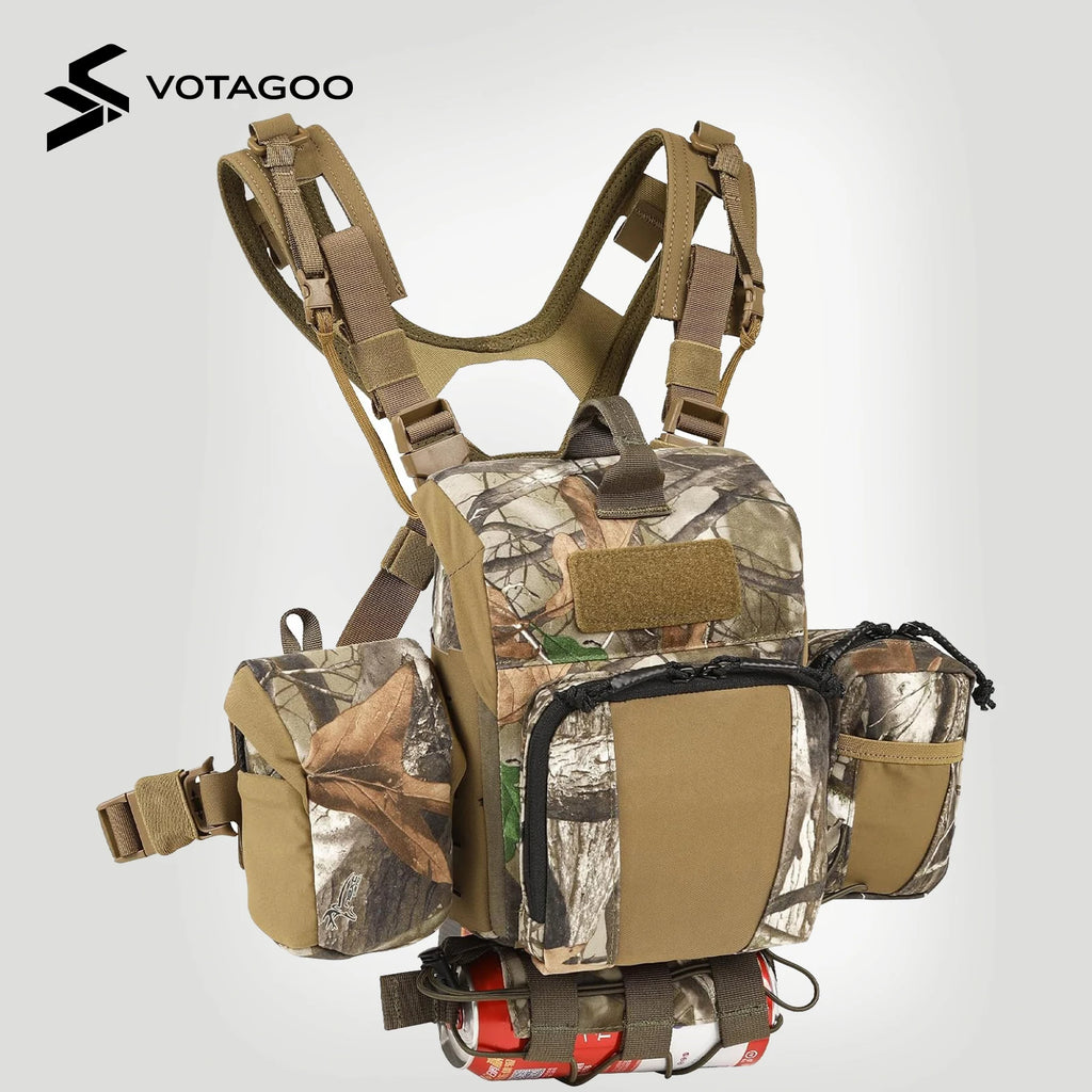 VOTAGOO Binocular Harness Case Bino Chest Pack Magnetic Closure MOLLE System Water Repellent for Hunting Outdoor
