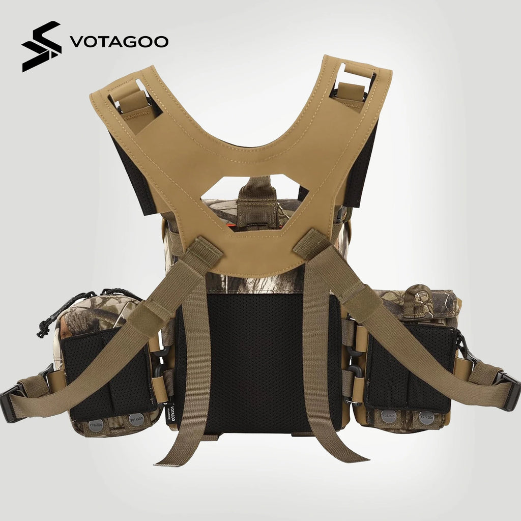 VOTAGOO Binocular Harness Case Bino Chest Pack Magnetic Closure MOLLE System Water Repellent for Hunting Outdoor