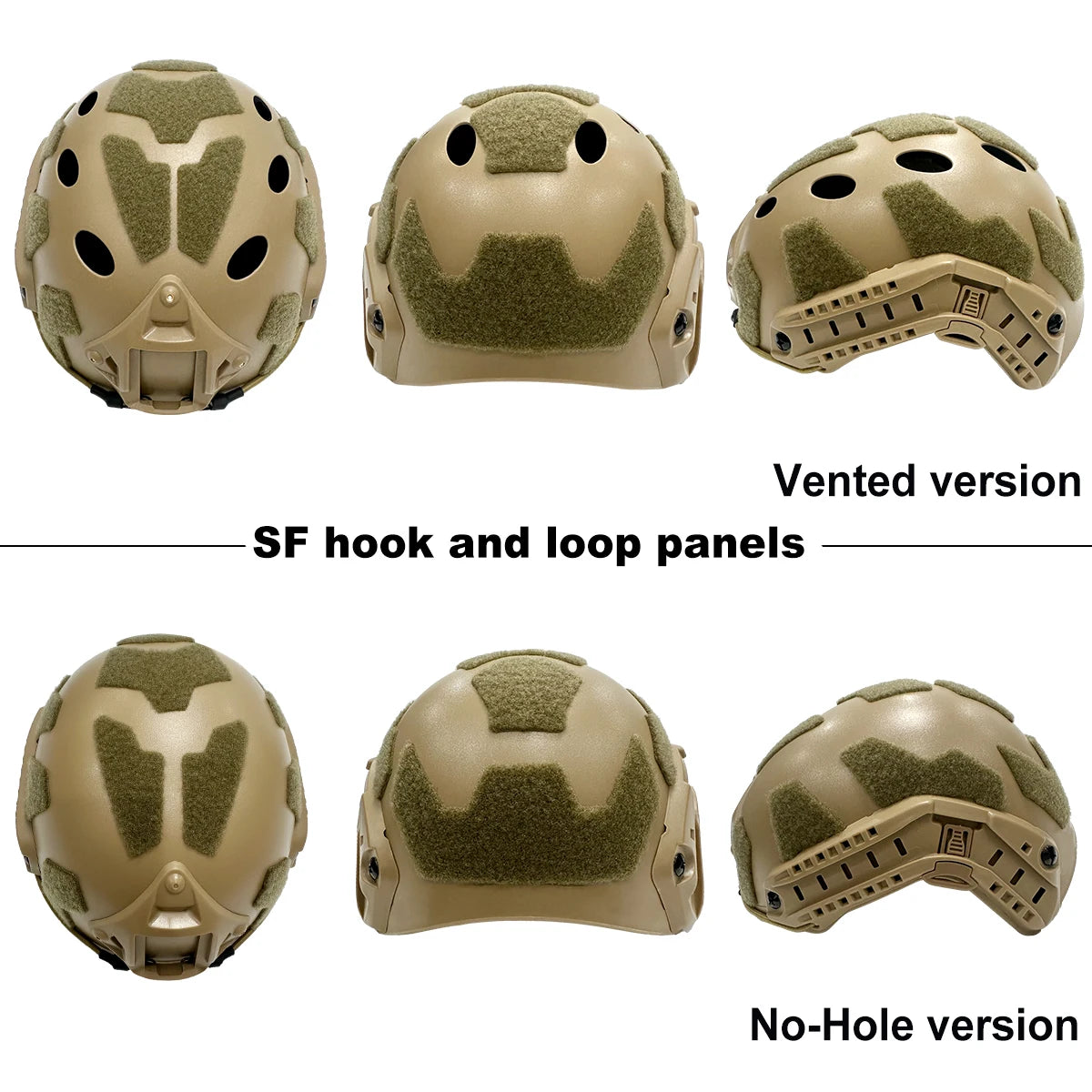 Tactical Helmet FAST Style ABS Shell with SF Hook and Loop Panels PJ MH Options for Airsoft Paintball