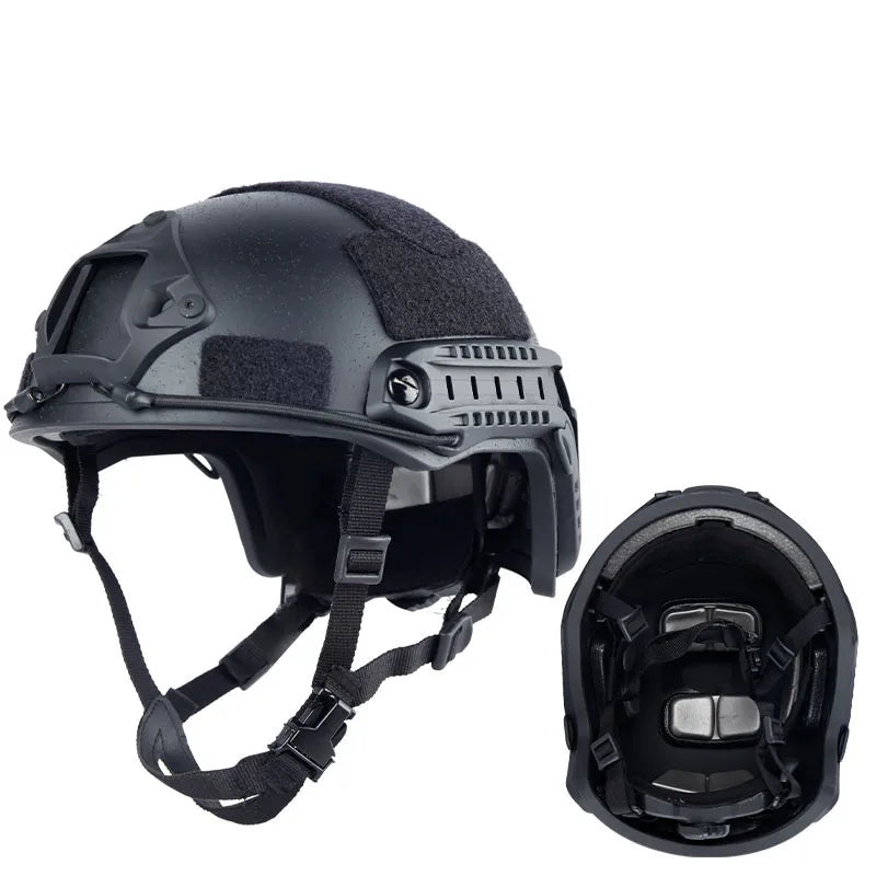 FAST Fiberglass Helmet Shell Airsoft Paintball Training Outdoor Sports Helmet with Side Rails Hook Loop Panel