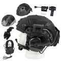 Airsoft Tactical Helmet Set FAST Full Head Protection Equipment with Helmet Light Earphones Battery Pouch for Paintball Shooting