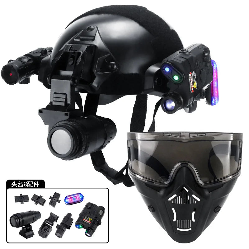 Kids Tactical Helmet Set Children's CS Shooting Airsoft Helmet with Night Vision Model Laser Sight for Kid Battle Game Paintball