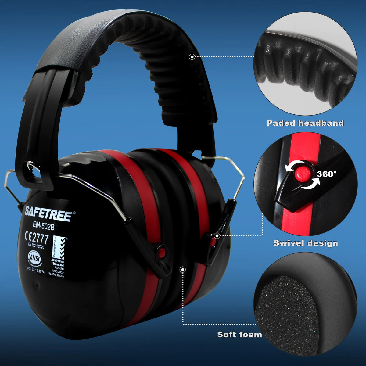 SAFETREE CE EN352 Industry Foldable Earmuff PPE Safety Hearing Protection Ear Muffs