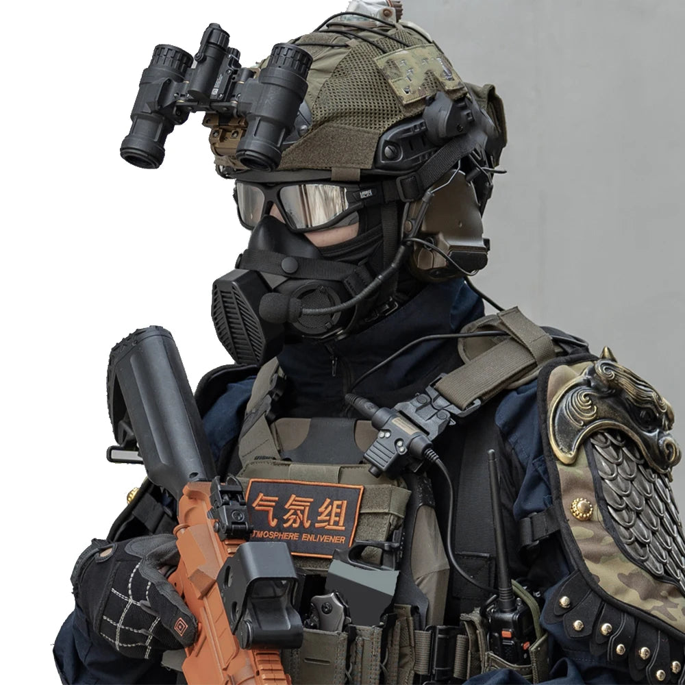 FAST Tactical Airsoft Helmet Set with Headphones NVG Model Signal Light Glasses Respirator Mask for Field CS Hunting Shooting