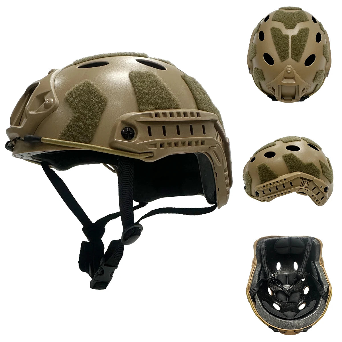 Tactical Helmet FAST Style ABS Shell with SF Hook and Loop Panels PJ MH Options for Airsoft Paintball