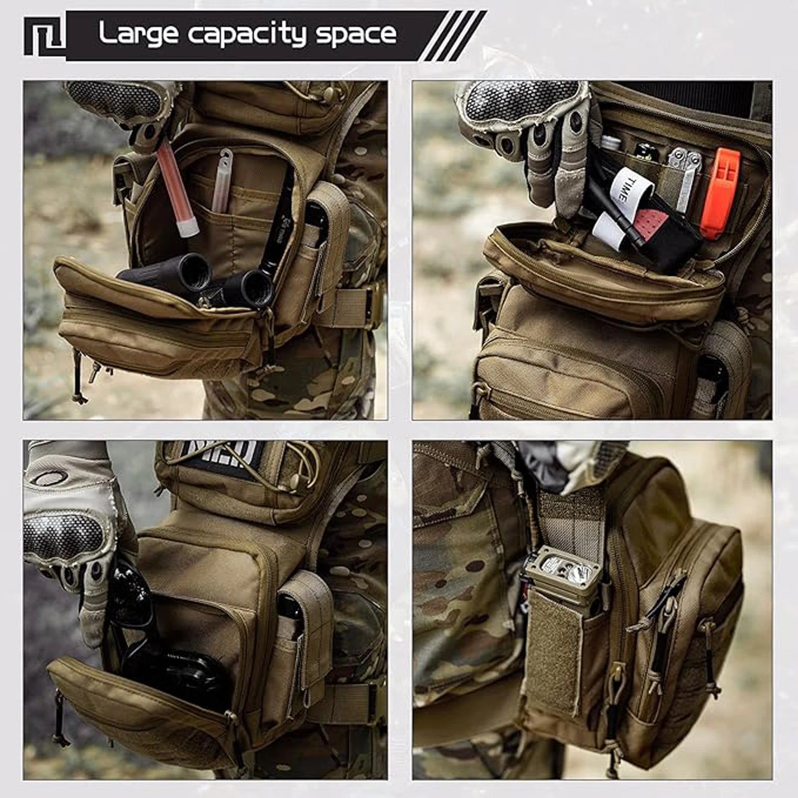 VOTAGOO Drop Leg Bag for Men Women Military Tactical Thigh Pack Pouch Multifunctional Tactical Package Outdoor Hiking Thigh Bag