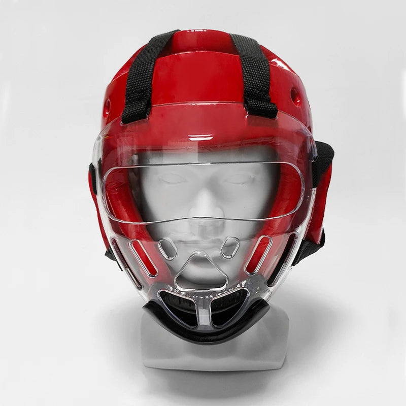 Taekwondo Removable Face Mask Replacement Plastic Transparent Face Shield Soft Elastic Chin Pad Helmet Detachable Clear Visor