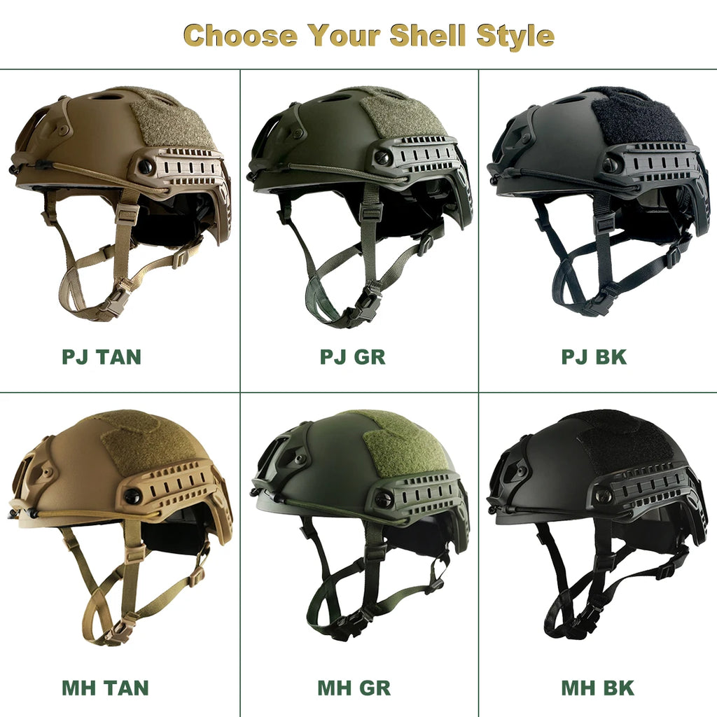 Tactical FAST Style ABS Helmet with Helmet Cover MH PJ Options for Airsoft Paintball Outdoor Game