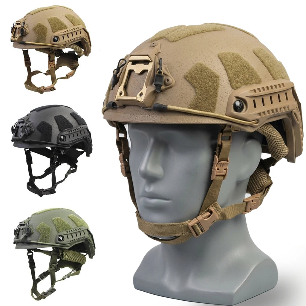 FAST Fiberglass Helmet Shell Airsoft Paintball Training Outdoor Sports Helmet with Side Rails Hook Loop Panel