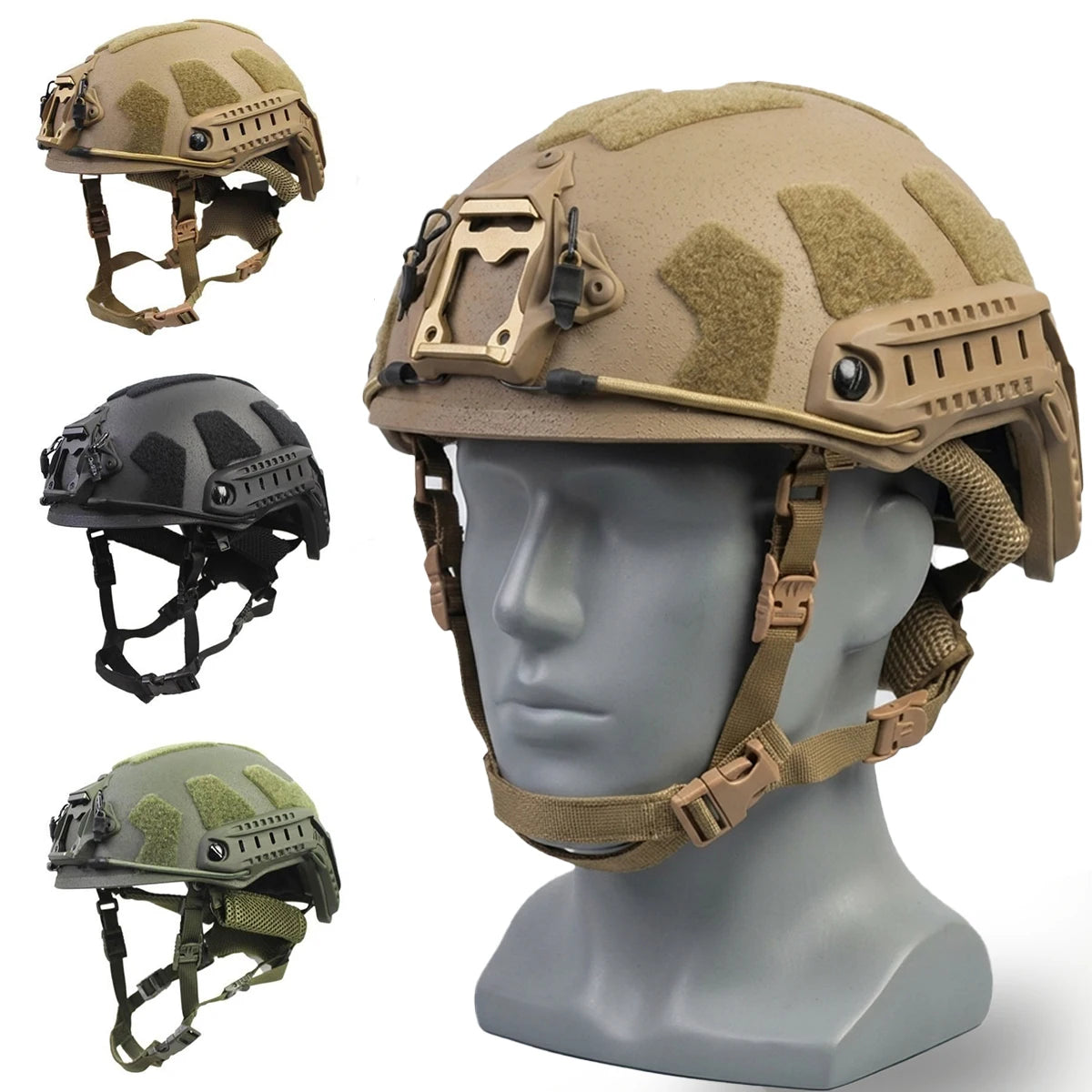 FAST Fiberglass Helmet Shell Airsoft Paintball Training Outdoor Sports Helmet with Side Rails Hook Loop Panel