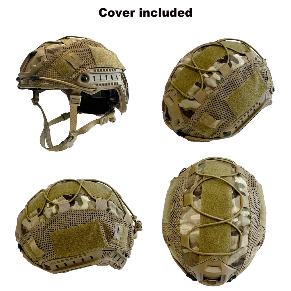Tactical FAST Style ABS Helmet with Helmet Cover MH PJ Options for Airsoft Paintball Outdoor Game