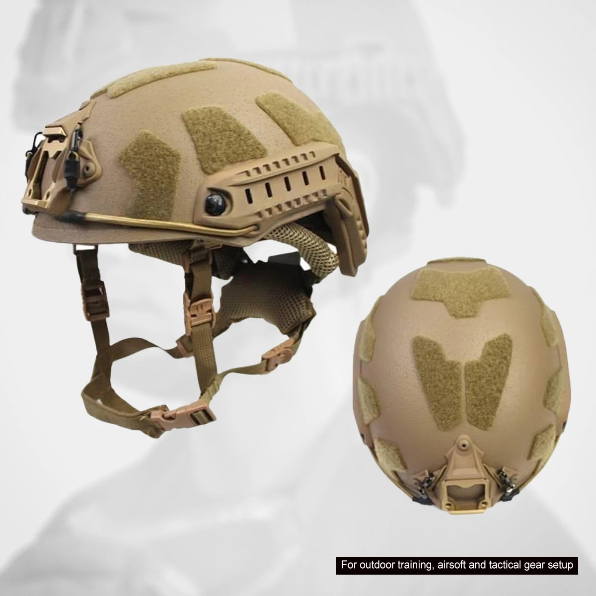 FAST Fiberglass Helmet Shell Airsoft Paintball Training Outdoor Sports Helmet with Side Rails Hook Loop Panel