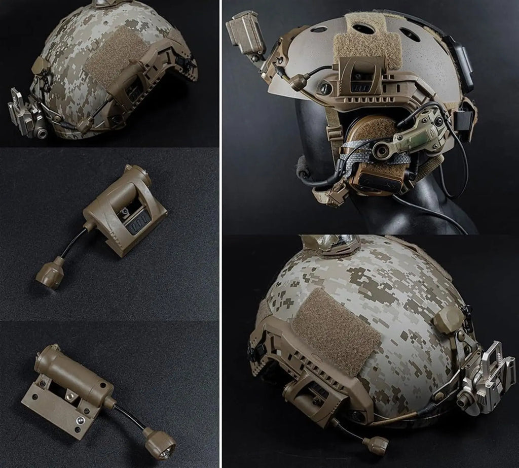 Tactical Airsoft Helmet Set FAST Protective Helmet with Earphones Helmet Cloth Helmet Light for CS Hunting Shooting Rrole Play