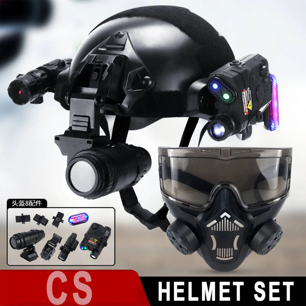 Kids Tactical Helmet Set Children's CS Shooting Airsoft Helmet with Night Vision Model Laser Sight for Kid Battle Game Paintball