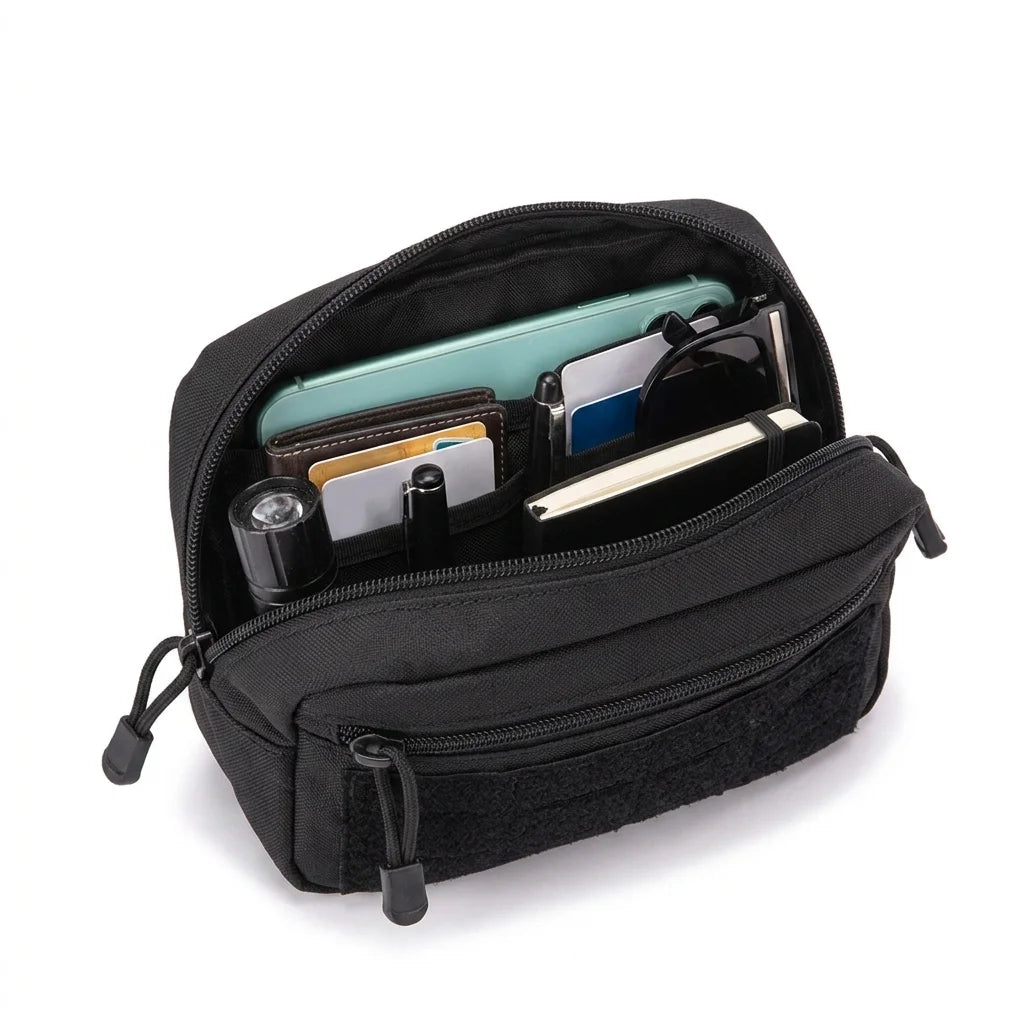 MOLLE Admin Pouch Outdoor EDC Utility Organizer Bag 900D Nylon Water Resistant Zipper Pouch for Backpack Vest