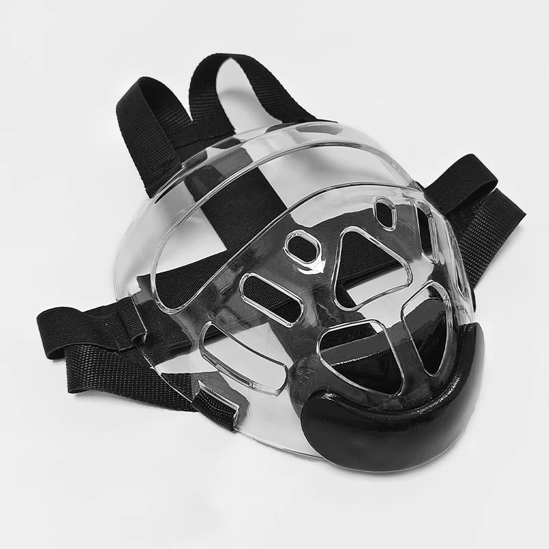 Taekwondo Removable Face Mask Replacement Plastic Transparent Face Shield Soft Elastic Chin Pad Helmet Detachable Clear Visor