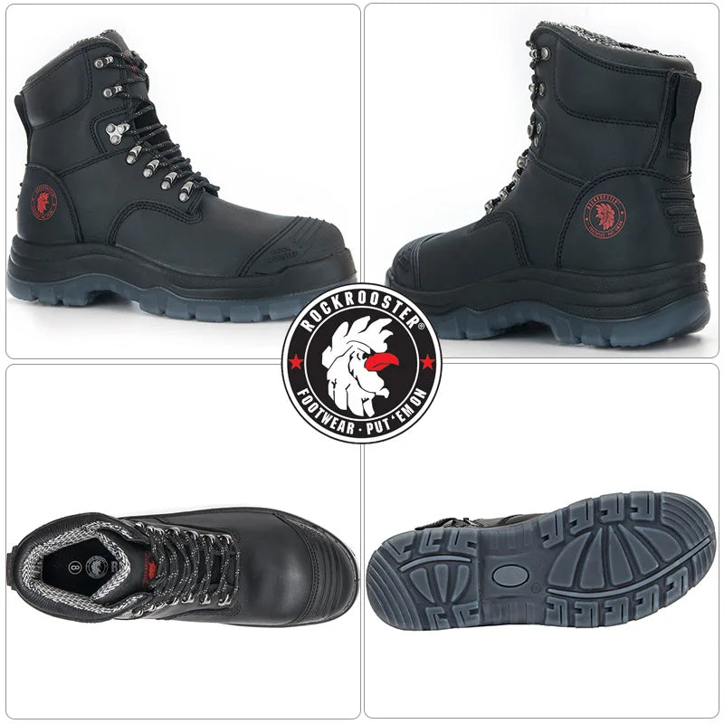 ROCKROOSTER Hiking Shoes Men Waterproof Hunting Boots Leather Safety Shoes Tactical Ankle steel toe Sneakers trekking Boots