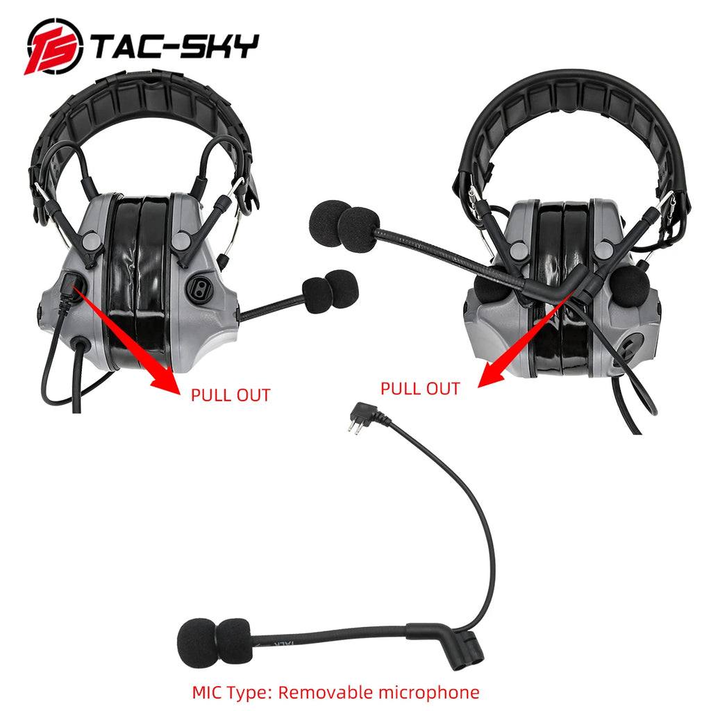 TAC-SKY COMTA New Detachable Headband Silicone Earmuffs Military Noise Reduction Tactical Headphones Comta Iii / C3 Headset