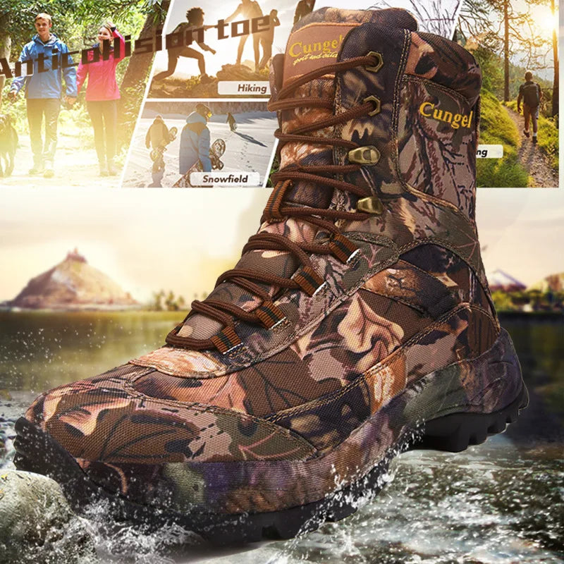 Mens Outdoor High Quality Brand Hiking Shoes Tactical boots Winter Sport Trekking Climbing Athletic Shoes camouflage