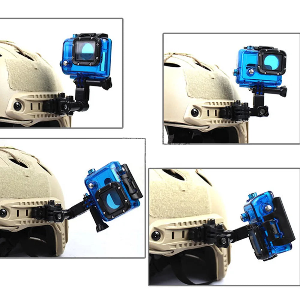 Tactical Helmet Camera Mount ARC Side Guide Rail Mount Fixed Mount For Gopro HD Hero 1- 5 Action Camera Multi-angle Adjustable