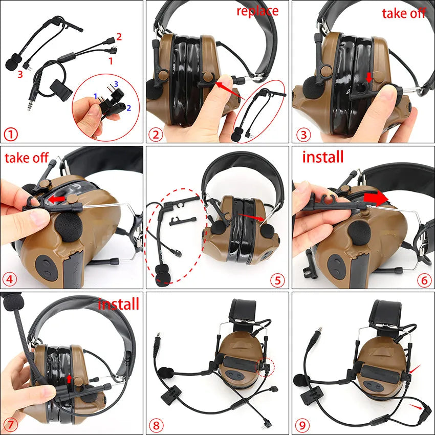 Tactical Y Cable Set With U94 Or PCLTOR PTT Suitable For COMTA I II III XPI Headset Tactical Airsoft Headset