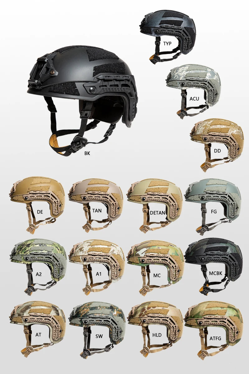 Tactical Caiman Ballistic Helmet with Cuttlefish Wilcox L4, Aviation Aluminum CNC Core Frame, NVG Shroud Rail, Space Hunting