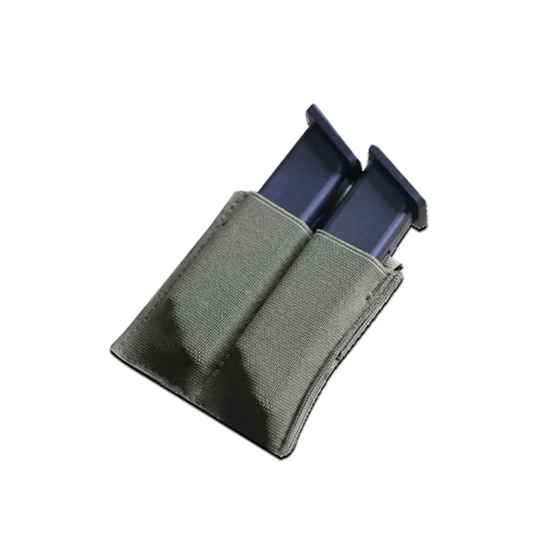 Double Mag Pouch for Tactical Vest, Molle System, Elastic Pistol, New, 9mm