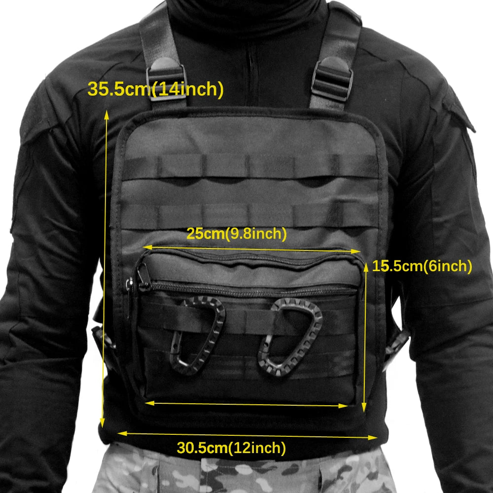 TAK YIYING Tactical Vest Nylon Military Vest Chest Pack Pouch Black
