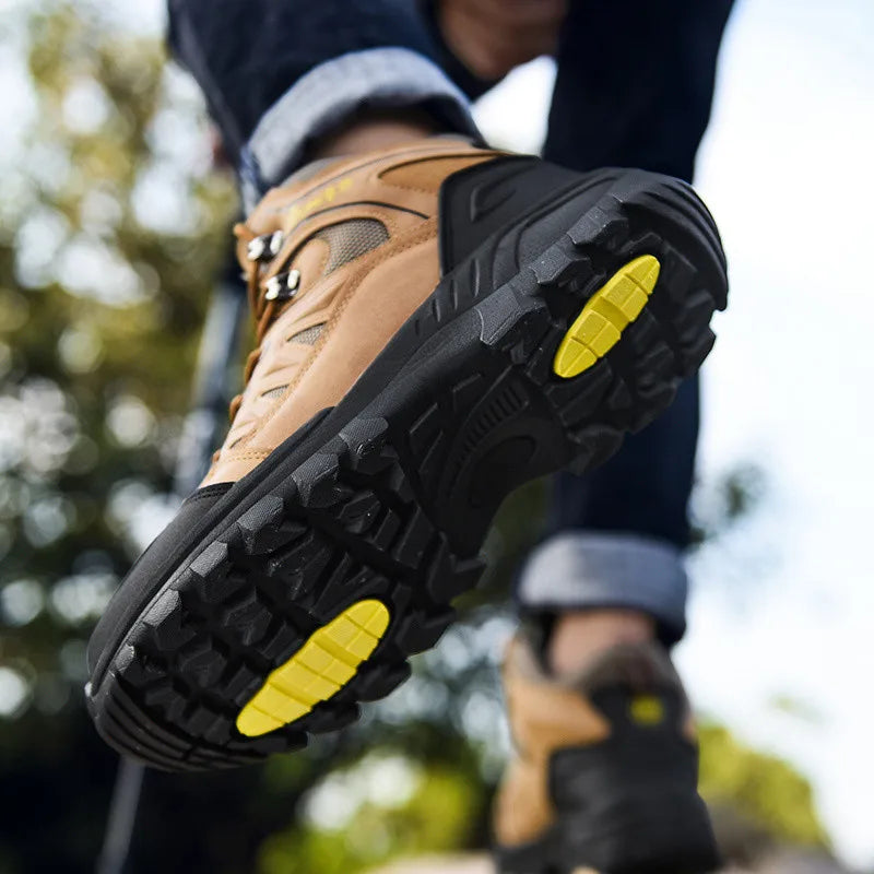 Brown Hiking Boots Men Light Comfortable Men Trekking Shoe Travel Shoes Plus Size 47 High top Hiking Shoes Women Camping Sneaker