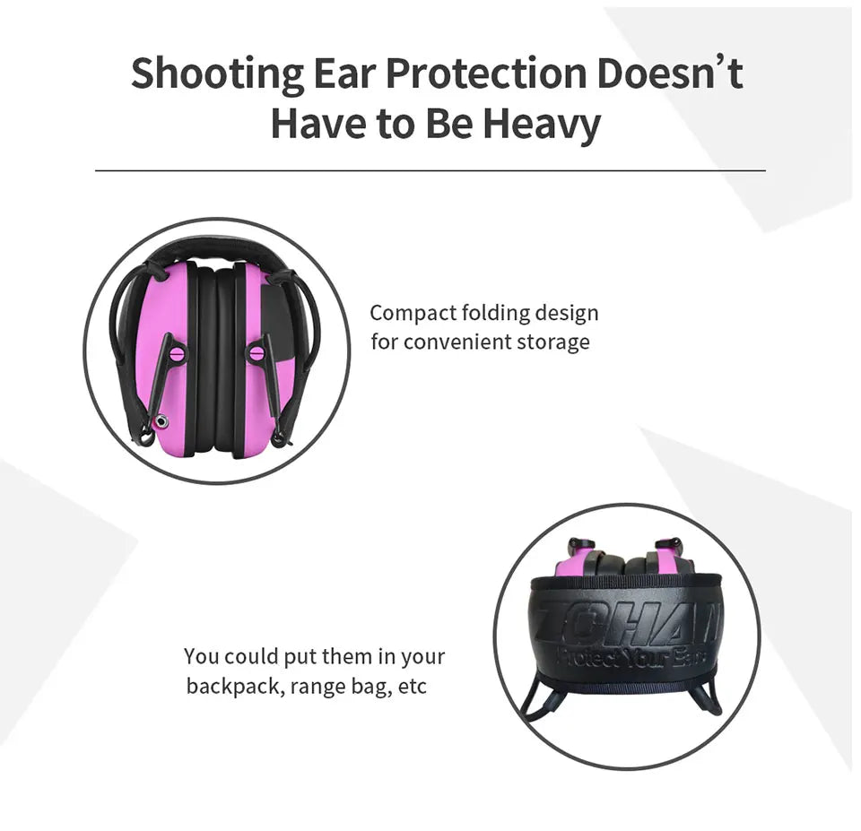 ZOHAN Electronic Hearing Protection Shooting Earmuffs Ear Protection Hunting Protective Anti-noise Headphone for Women Ear Muff