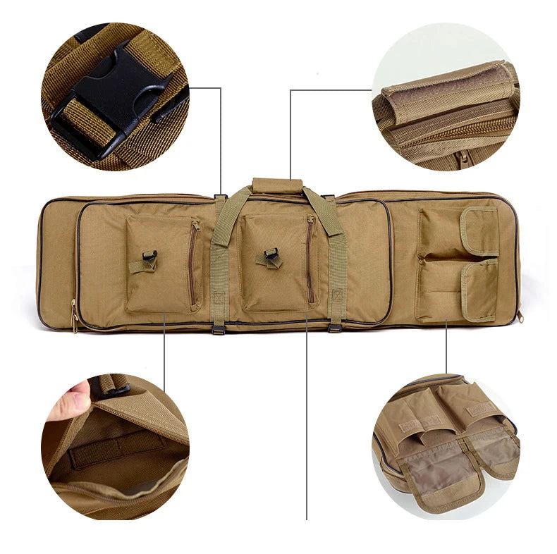 80/95/115cm Tactical Double Gun Case, Rifle Case, Padded Rifle Storage Backpack Integrated Pistol and Magazine Storage