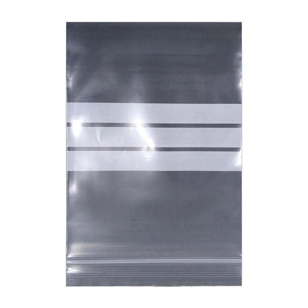 100Pcs Clear Plastic Zip Lock Bag with Writable Line Self Grip Seal Resealable Reusable Food Candy Snack Storage Pack Pouches