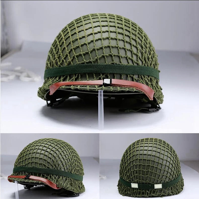 WW2 US  M1 Steel Helmet Replica Tactical Military Airsoft Outdoor Sports Cosplay Paintball Safe Helmet Protection Accessory