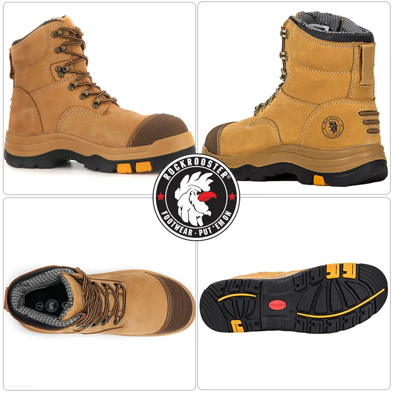 ROCKROOSTER Hiking Shoes Men Waterproof Hunting Boots Leather Safety Shoes Tactical Ankle steel toe Sneakers trekking Boots