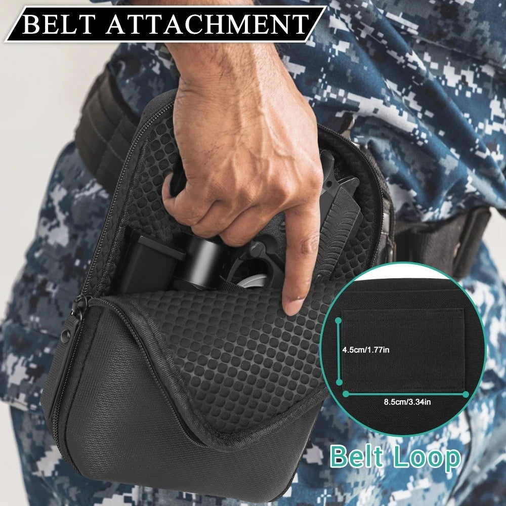 Tactical Concealed Gun Bag Pistol Pouch Holster Fanny Pack Waist Pocket Gun Carry Protection Case for Handgun with Belt Loop