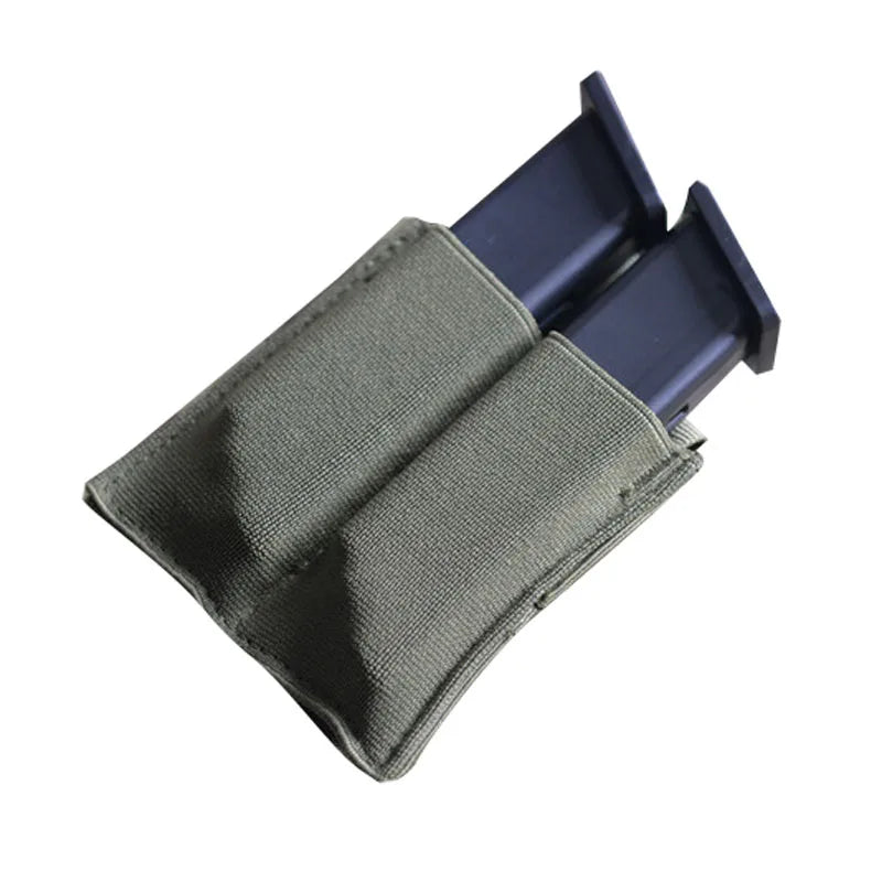 Double Mag Pouch for Tactical Vest, Molle System, Elastic Pistol, New, 9mm