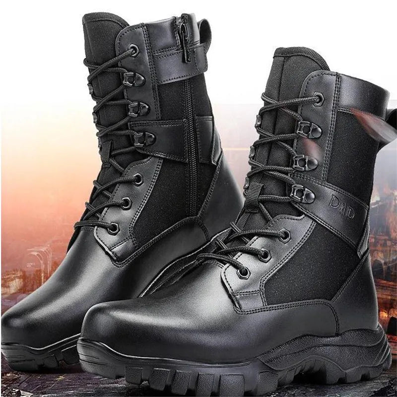Mens Outdoor Boots Training Hiking Hunting Climbing Breathable Waterproof Desert High Shoes Punk Cowboy Boots