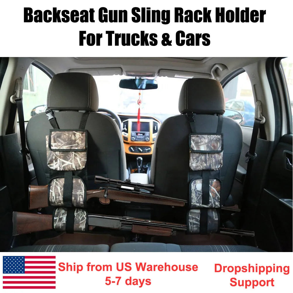 Backseat Gun Sling Rack Holder for Trucks & Cars Tactical  Rifle Organizer with Pockets Hunting Ammo Storage Bag 2pcs