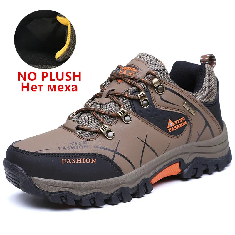 Winter Warm Plush Snow boots High Quality Waterproof Leather Men Boots Outdoor Rubber Lace-Up Ankle Boots Men Sneakers Size39-47