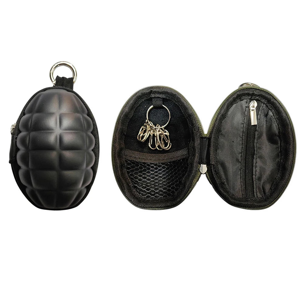 Tactical Grenade Shaped Style Key Wallets PU Leather Hand Zipper Car Coin Purse Knife Pouch Bag Keychain Holder Case Camouflage