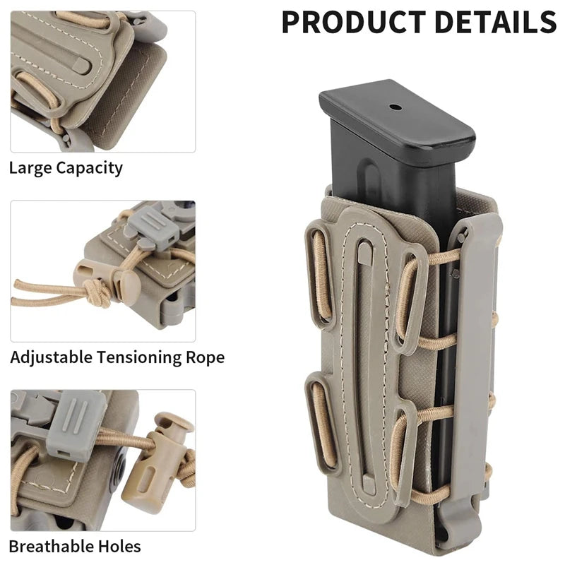 Tactical Magazine Pouch 9 mm Pistol Magazine Pouch Soft Shell Adjustable Hunting Universal Mag Carrier with MOLLE & Belt Clips