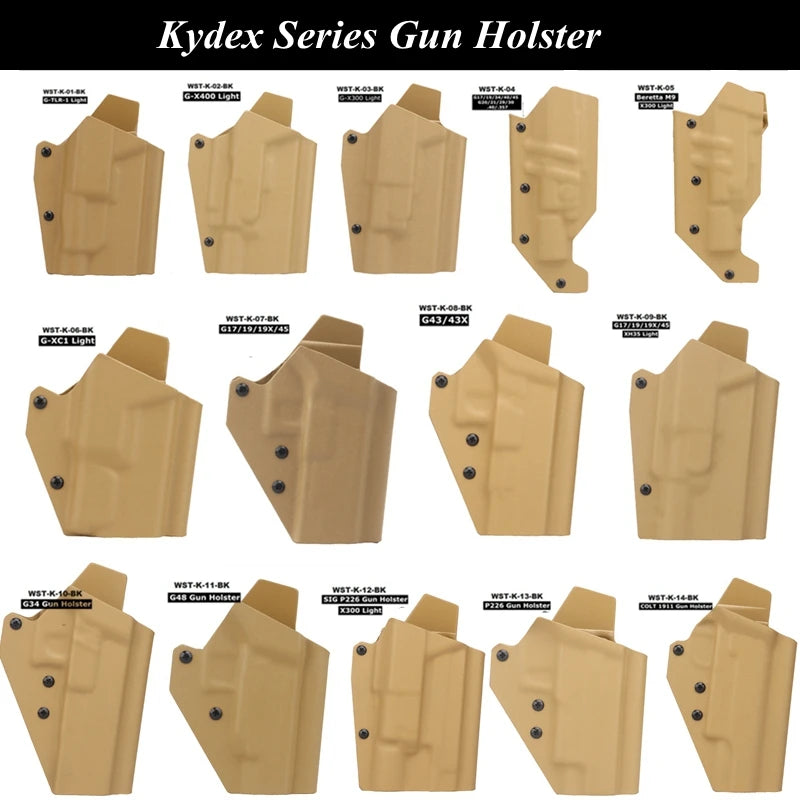 Hunting Right Kydex Gun Holster CS Airsoft Waist Pistol Handgun Pouch for Shooting Training Right Hand Drop Leg Holster