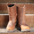 Spring Autumn Retro Genuine Leather Men Mid-Calf Boots Slip-On Male Real Leather Work Safety Shoes Motorcycle Half Boot 1905