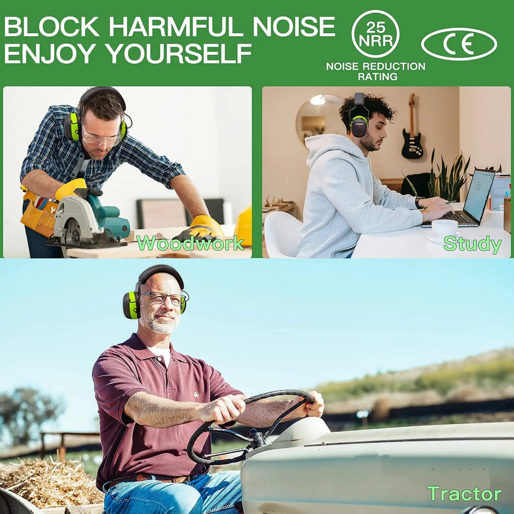 ZOHAN Hearing Protection Bluetooth Headphone Earmuffs 5.0 Headphones Safety Noise Reduction 25dB NRR Protector for Mowing Music