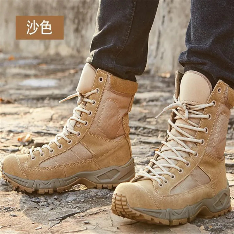 New Sport Men Outdoor Hiking Desert Leather Ankle Boots Male Botas Hombre Jungle Hiking Shoes Men's Ankle Boots 36 46