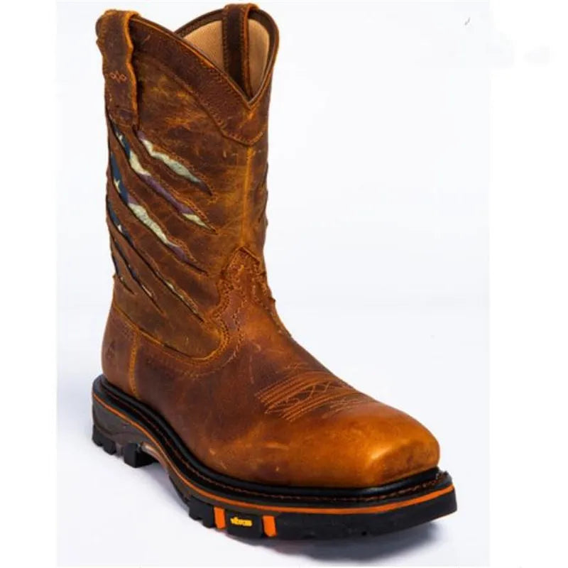 New Classic Denim Boots V-bottom Genuine Goodyear Handicraft Men's Boots Round Head Locomotive Boots Zapato De Hombre 35 48
