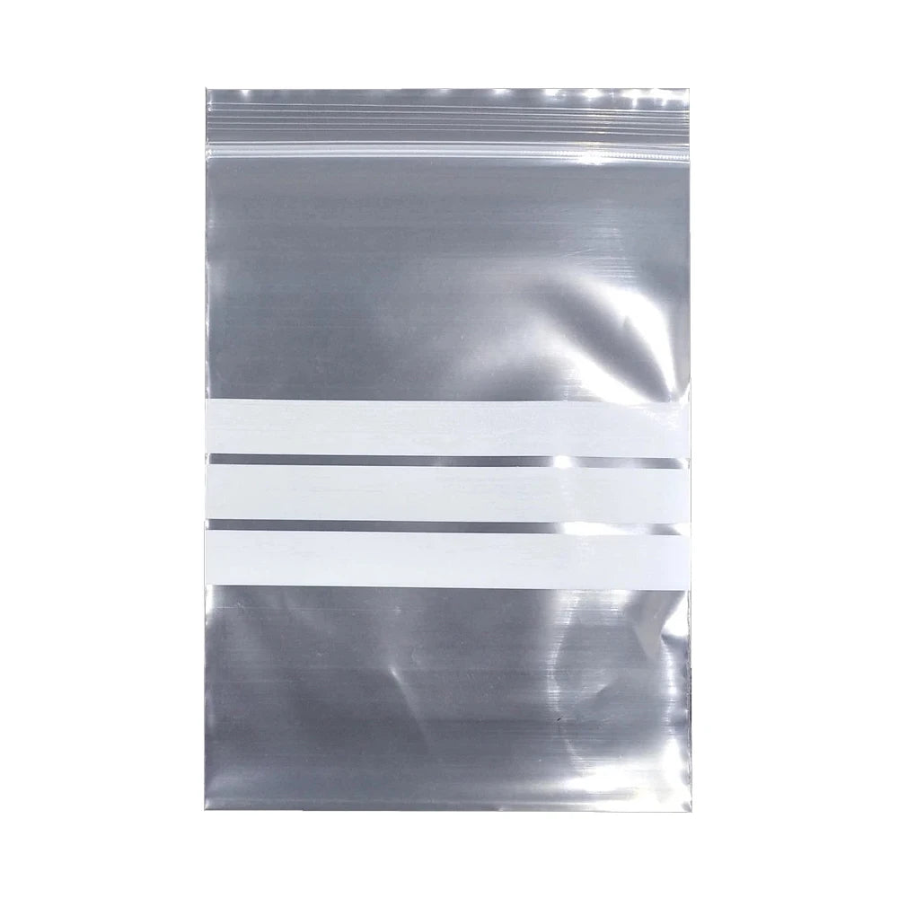 100Pcs Clear Plastic Zip Lock Bag with Writable Line Self Grip Seal Resealable Reusable Food Candy Snack Storage Pack Pouches